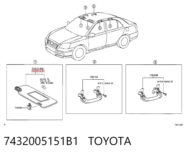 Pala contra o sol 7432005151B1 Toyota