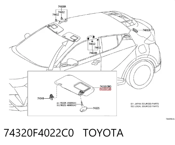 Pala contra o sol 74320F4022C0 Toyota