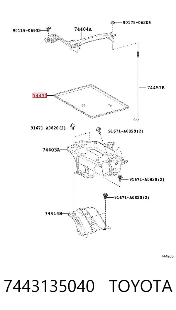 Fixação (suporte) de bateria recarregável 7443135040 Toyota