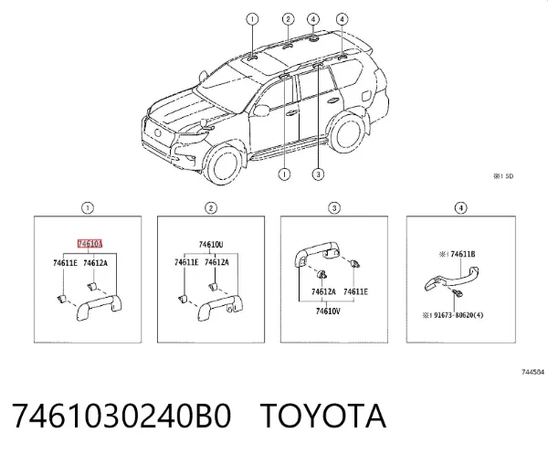 Puxador do teto de salão 7461030240B0 Toyota