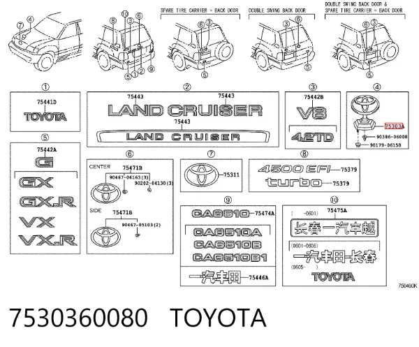  7530360080 Toyota