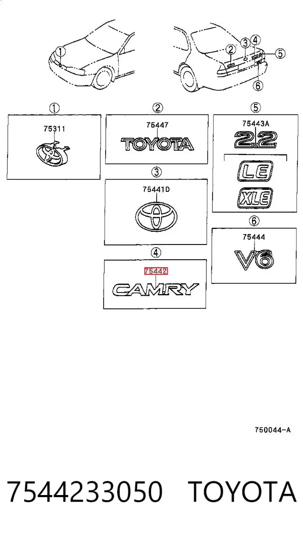 Emblema de tampa de porta-malas (emblema de firma) Toyota Camry IV