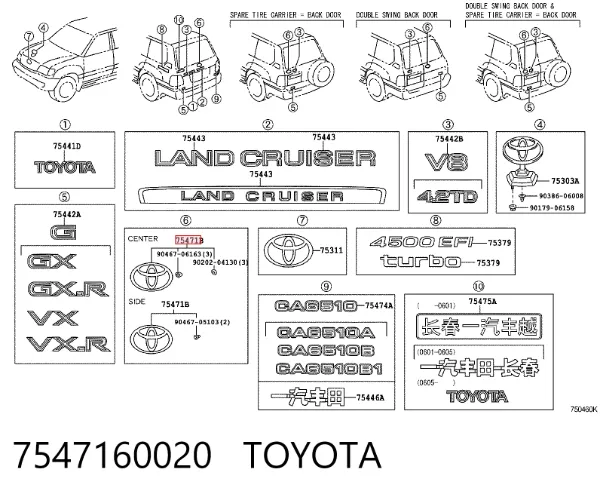  7547160020 Toyota