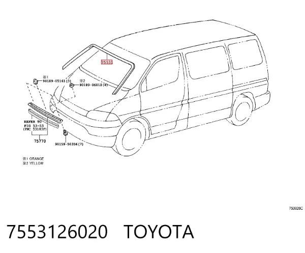 Moldura de pára-brisas Toyota Hiace IV