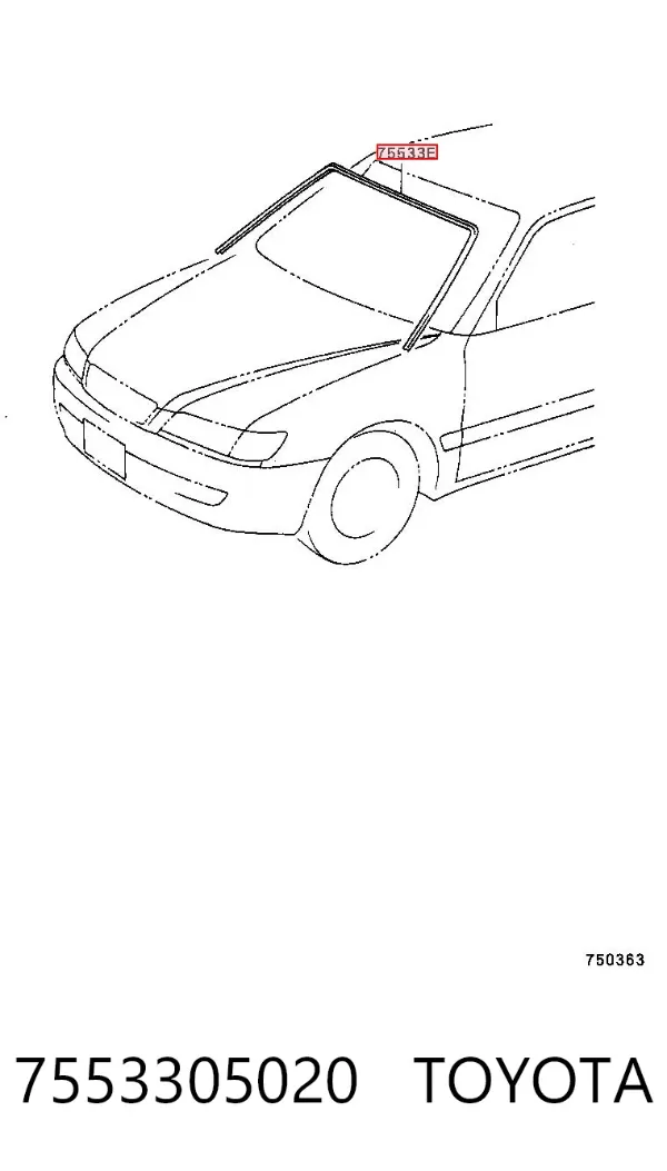 Moldura de pára-brisas 7553305020 Toyota