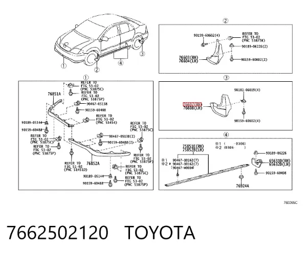 Protetor de lama traseiro direito Toyota Corolla E12