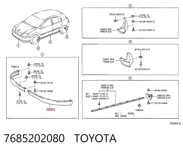 Spoiler esquerdo do pára-choque dianteiro 7685202080 Toyota