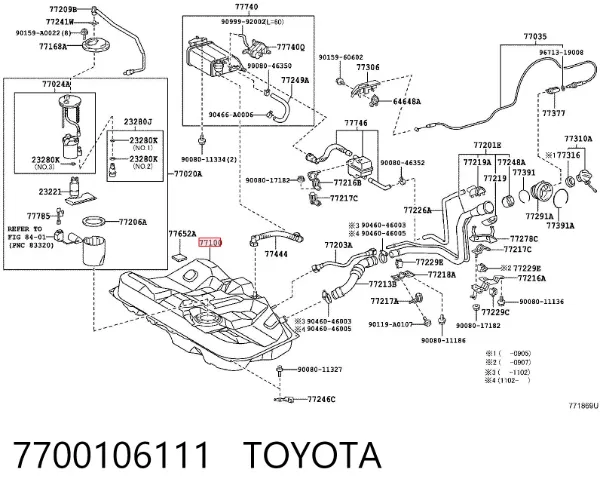 Tanque de combustível 7700106111 Toyota
