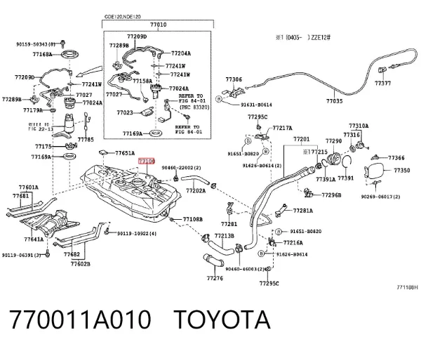 Tanque de combustível 770011A010 Toyota