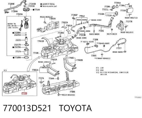 Tanque de combustível 770013D521 Toyota