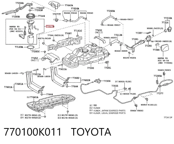 Sensor do nível de combustível no tanque Toyota Hilux KUN25