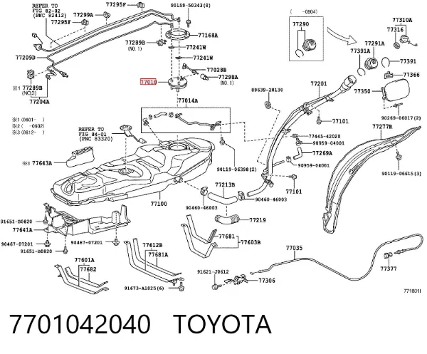 Gargalo de enchimento do tanque de combustível 7701042040 Toyota
