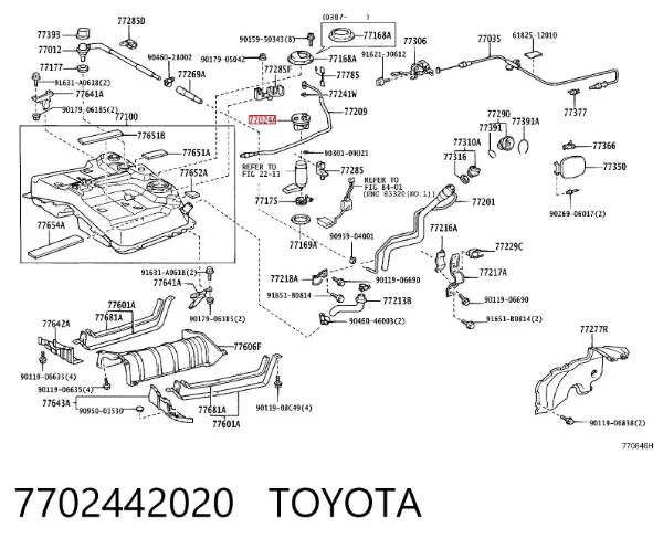 Filtro de combustível 7702442020 Toyota