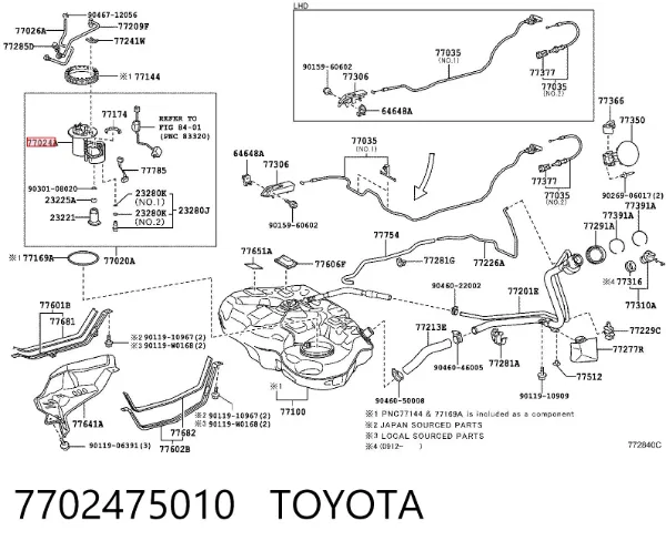Filtro de combustível 7702475010 Toyota