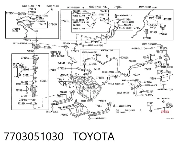 Fecho de abertura do alcapão do tanque de combustível 7703051030 Toyota