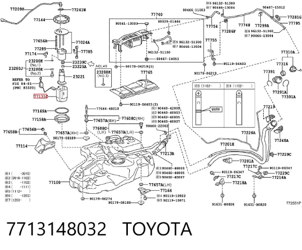 Caixa de filtro de combustível 7713148032 Toyota