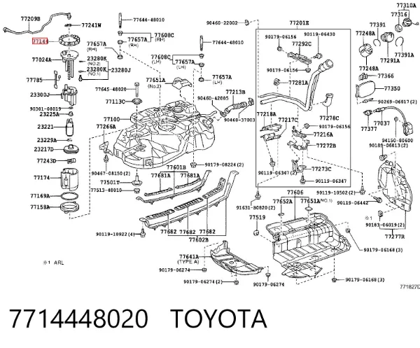 Tampa de casco de filtro de combustível 7714448020 Toyota