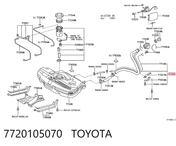 Gargalo de enchimento do tanque de combustível 7720105070 Toyota