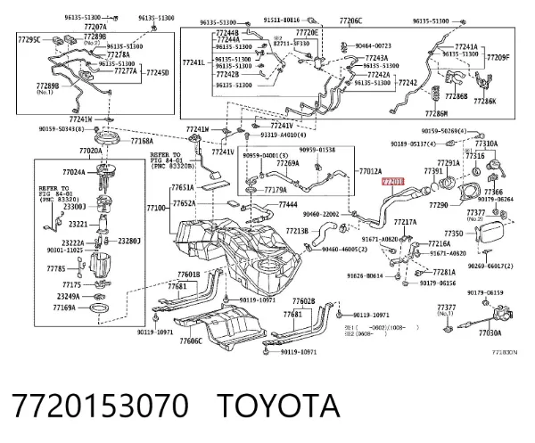 Gargalo de enchimento do tanque de combustível 7720153070 Toyota