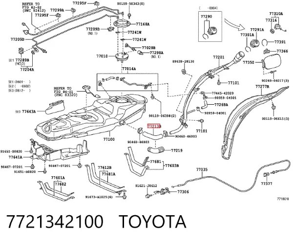 Inserto inferior flexível do gargalo de enchimento de combustível 7721342100 Toyota