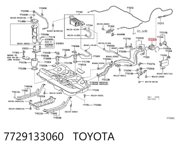 Caixa de gargalo de enchimento do tanque de combustível 7729133060 Toyota