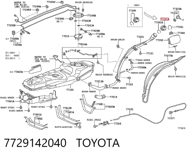 Caixa de gargalo de enchimento do tanque de combustível 7729142040 Toyota