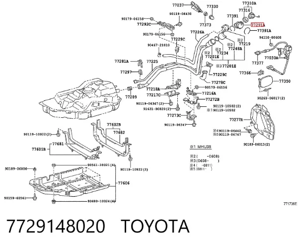 Caixa de gargalo de enchimento do tanque de combustível 7729148020 Toyota