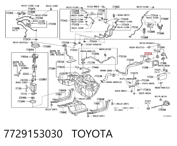 Caixa de gargalo de enchimento do tanque de combustível 7729153030 Toyota
