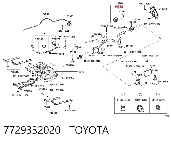 Caixa de gargalo de enchimento do tanque de combustível 7729332020 Toyota