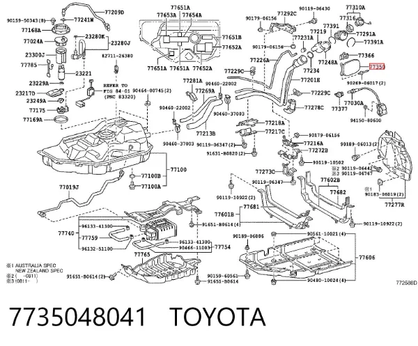 Alcapão do tanque de combustível 7735048041 Toyota