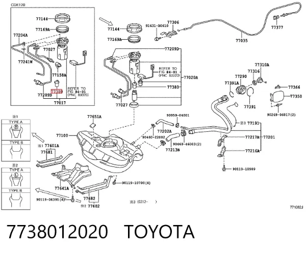 Válvula de regeneração de combustível 7738012020 Toyota