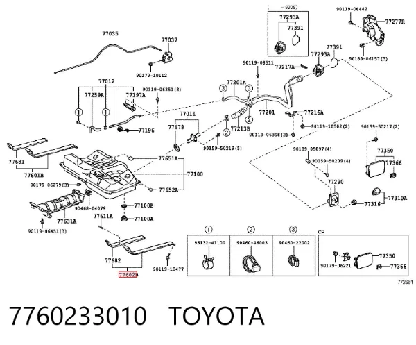 Consola de tanque de combustível 7760233010 Toyota