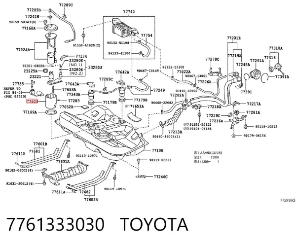 Caixa de filtro de combustível 7761333030 Toyota