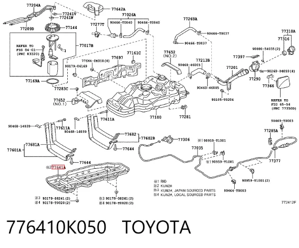Proteção de fundo, do tanque de combustível 776410K050 Toyota
