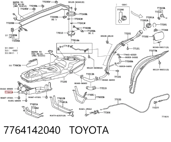 Proteção de fundo, do tanque de combustível 7764142040 Toyota