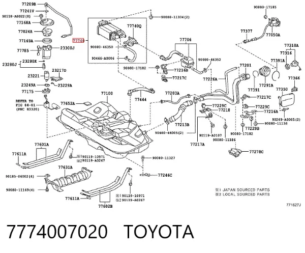 Filtro de combustível 7774007020 Toyota