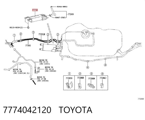 Adsorvedor dos vapores de combustível 7774042120 Toyota