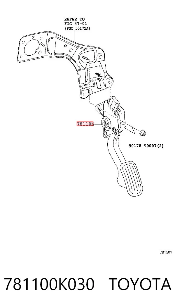 Pedal de gás (de acelerador) Toyota Hilux GUN12, GUN13