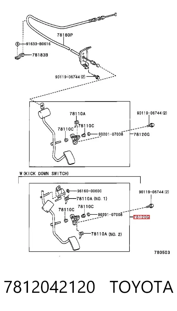 Pedal de gás (de acelerador) 7812042120 Toyota