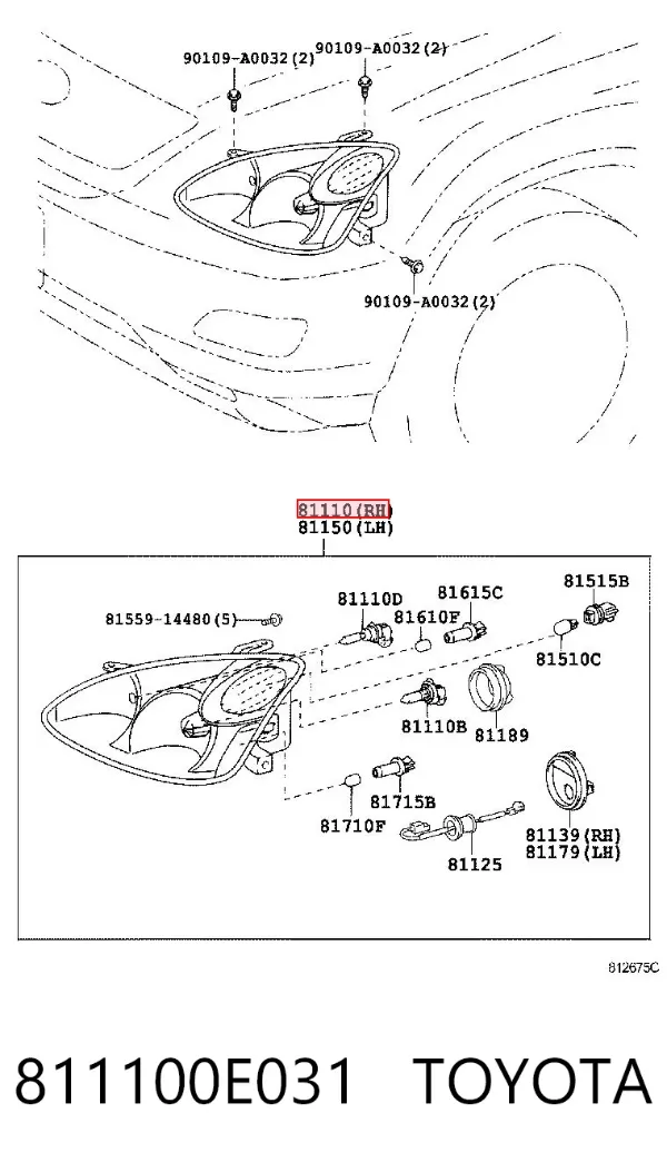 Luz direita 811100E031 Toyota