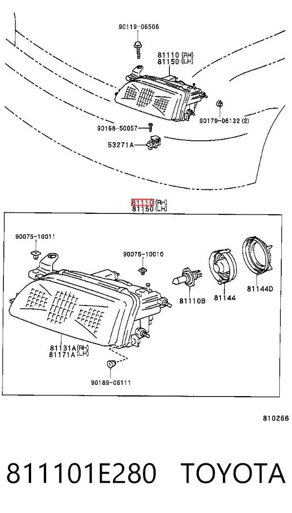 Luz direita 811101E280 Toyota