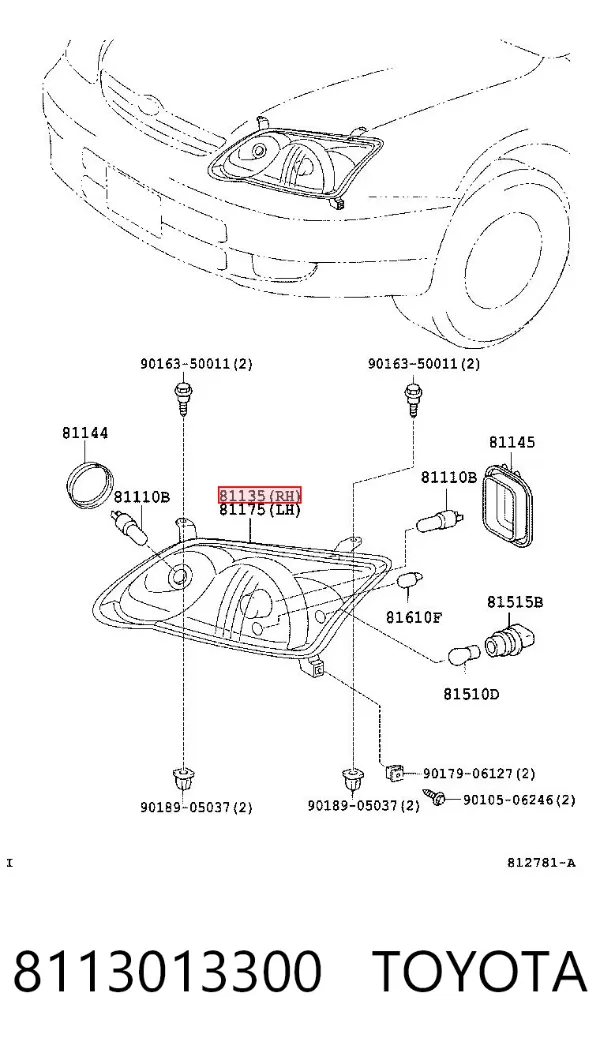 Luz direita 8113013300 Toyota