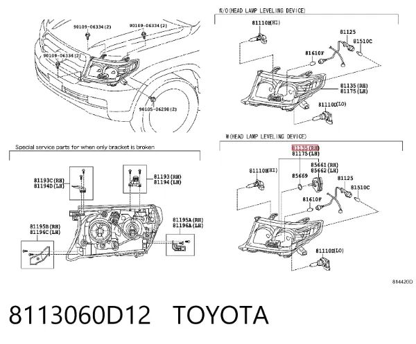 Luz direita 8113060D12 Toyota