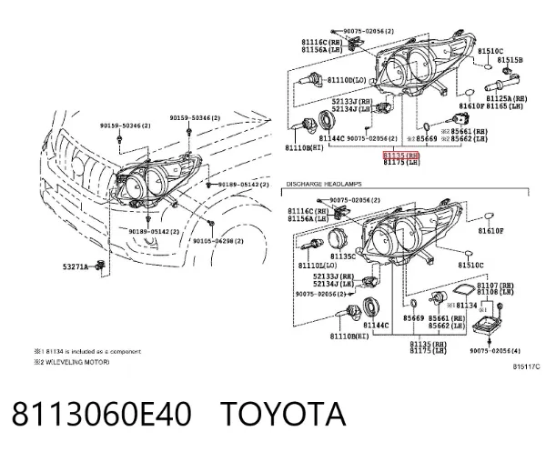 Luz direita 8113060E40 Toyota
