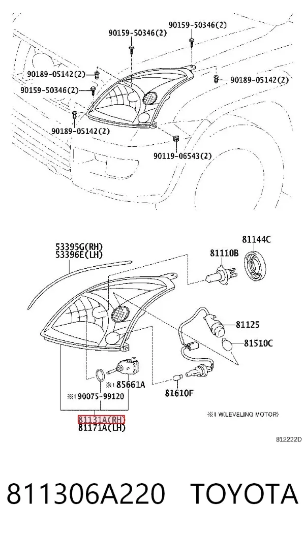 Luz direita 811306A220 Toyota