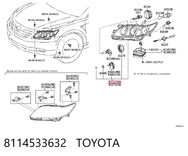 Luz direita 8114533632 Toyota