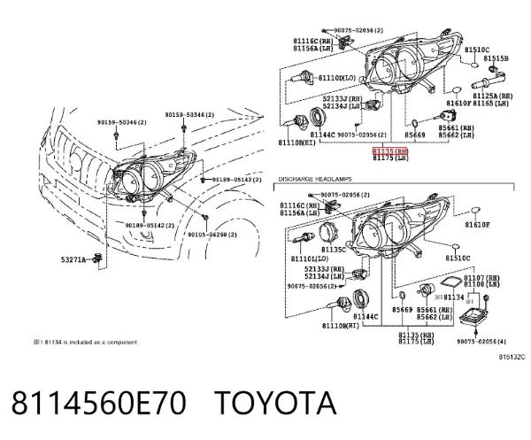 Luz direita 8114560E70 Toyota