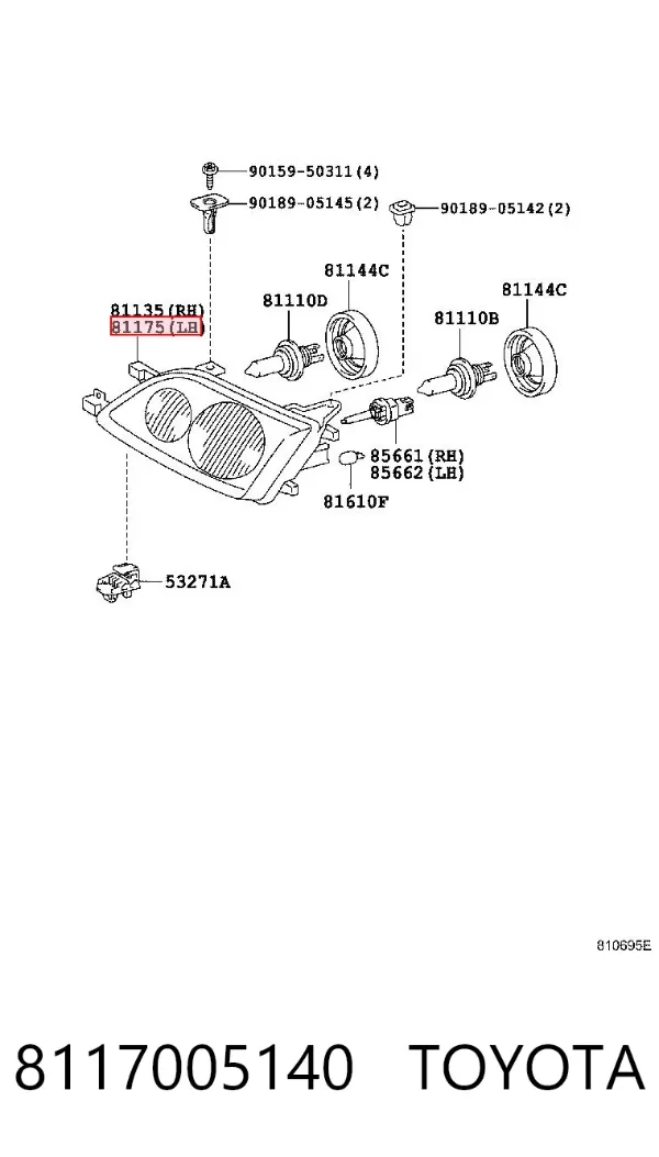 Luz esquerda 8117005140 Toyota