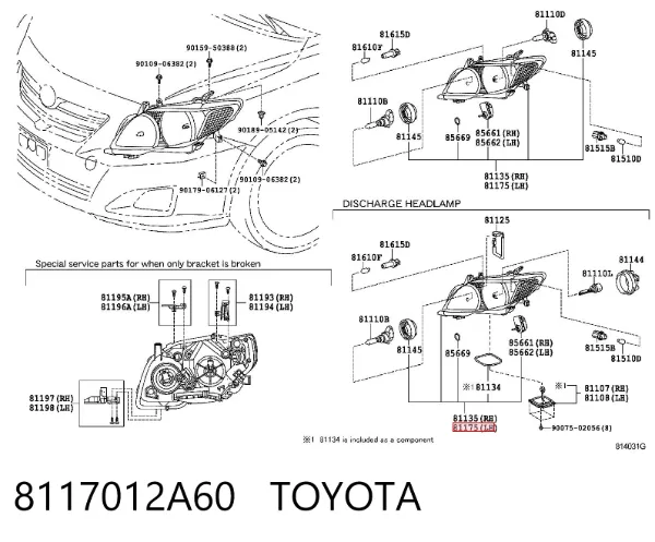 Luz esquerda 8117012A60 Toyota