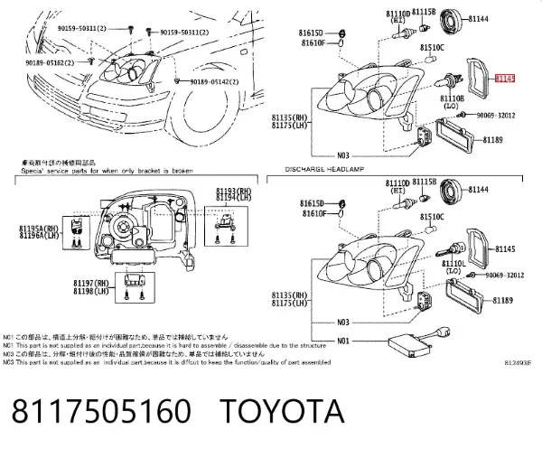 Luz esquerda 8117505160 Toyota